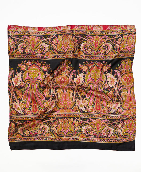 Multi-colored vintage silk square scarf handmade by women artisans using upcycled saris