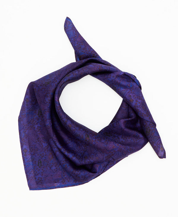 purple vintage silk square scarf featuring floral patterns created using sustainably sourced saris