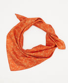 vintage silk square scarf featuring orange and yellow floral  created using sustainably sourced saris