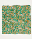 teal and orange paisley vintage silk square scarf handmade by women artisans using upcycled saris