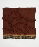 red-brown silk square scarf with bold tan & black abstract pattern handmade from vintage silk saris