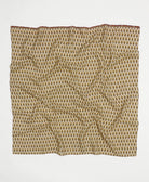 beige silk scarf with black and yellow floral blossom print handmade in India