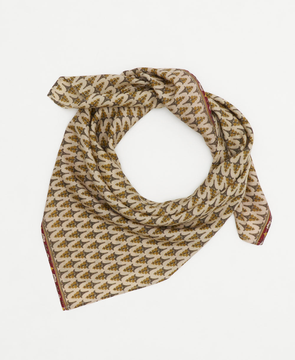 beige vintage silk scarf handmade from silk saris in India