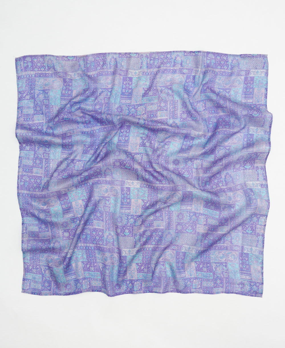 vintage silk square scarf handmade from upcycled saris in India by women artisans