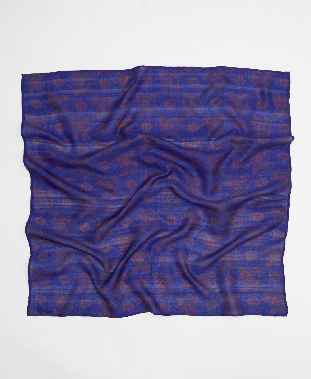 vintage silk square scarf handmade in India from upcycled silk sari fabrics