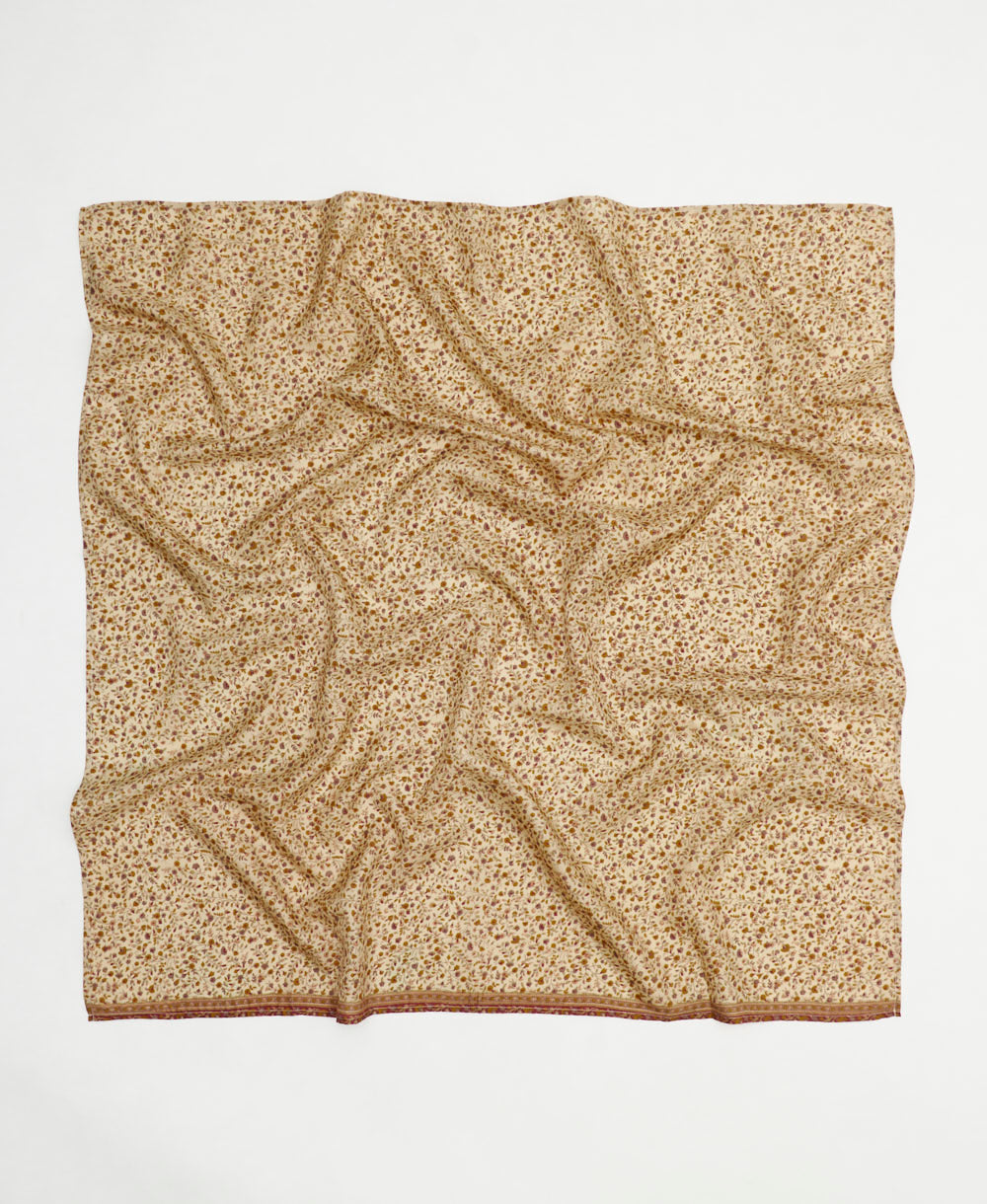 vintage silk square scarf handmade in India from upcycled silk sari fabrics