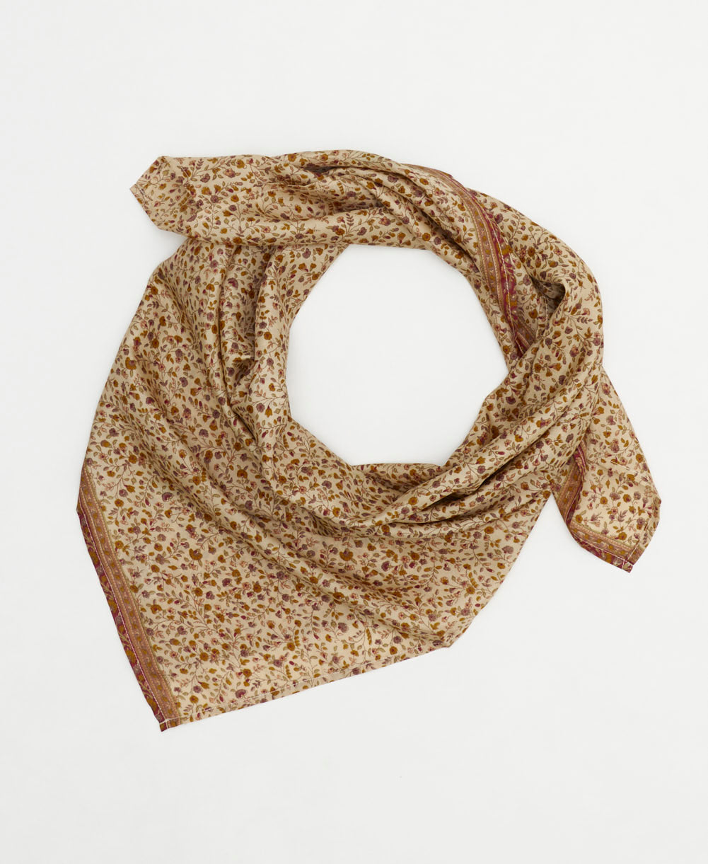 eco-friendly and unique silk square scarf in a one-of-a-kind pattern handcrafted by women artisans in India