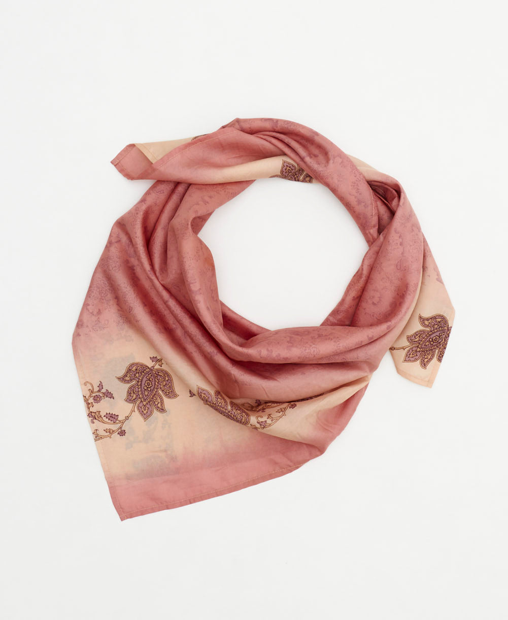 eco-friendly and unique silk square scarf in a one-of-a-kind pattern handcrafted by women artisans in India