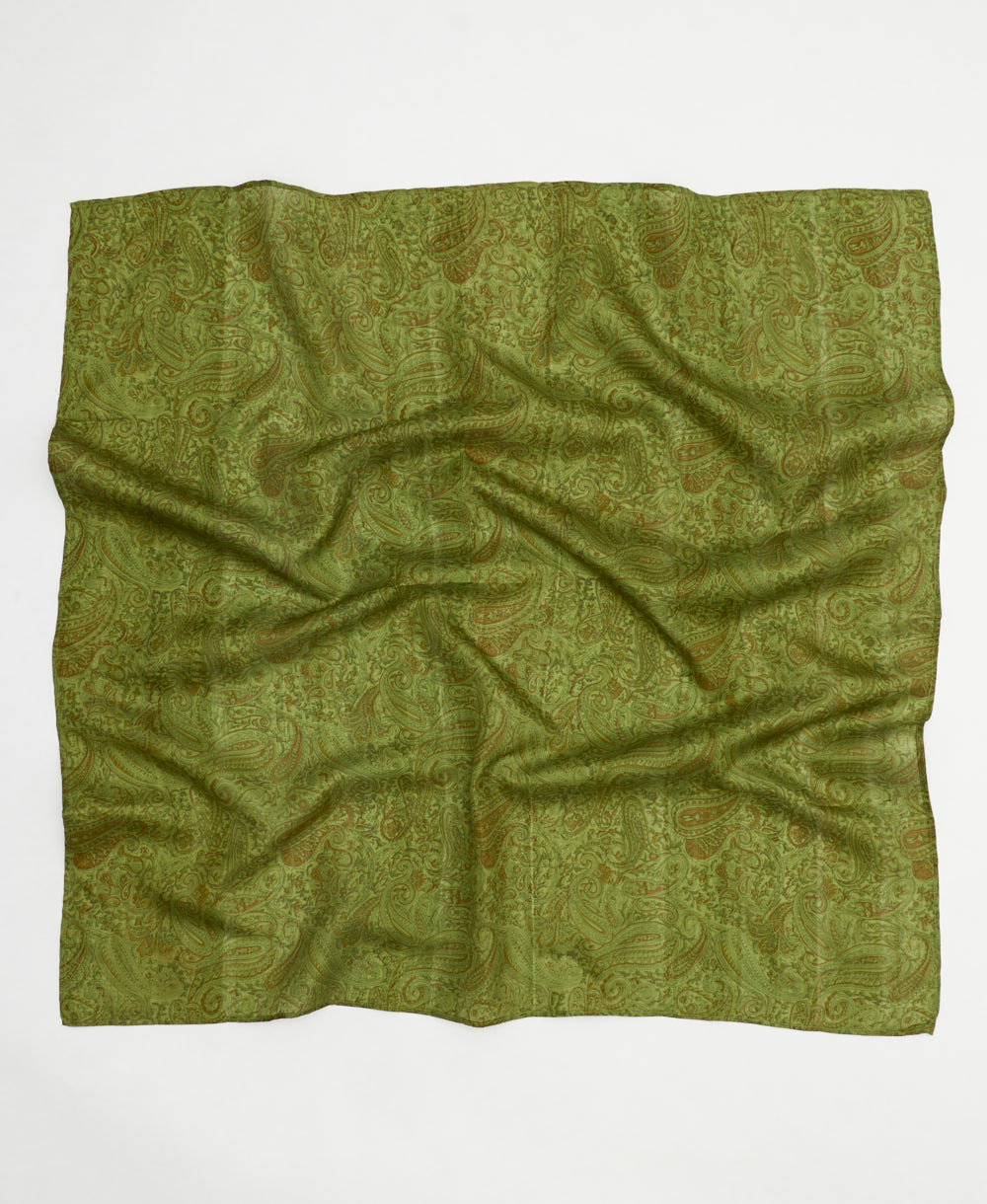 vintage silk square scarf handmade in India from upcycled silk sari fabrics