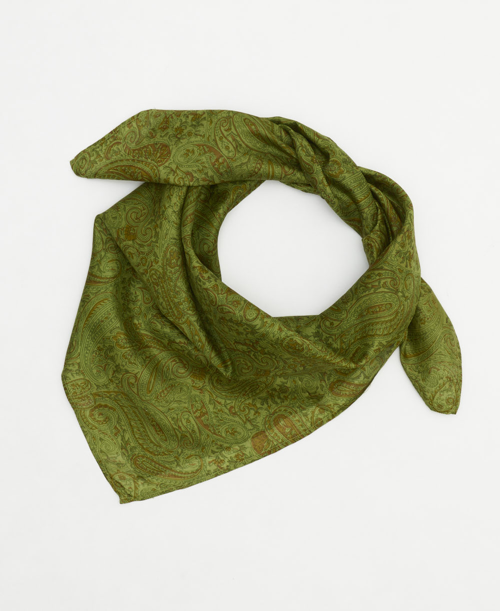 eco-friendly and unique silk square scarf in a one-of-a-kind pattern handcrafted by women artisans in India