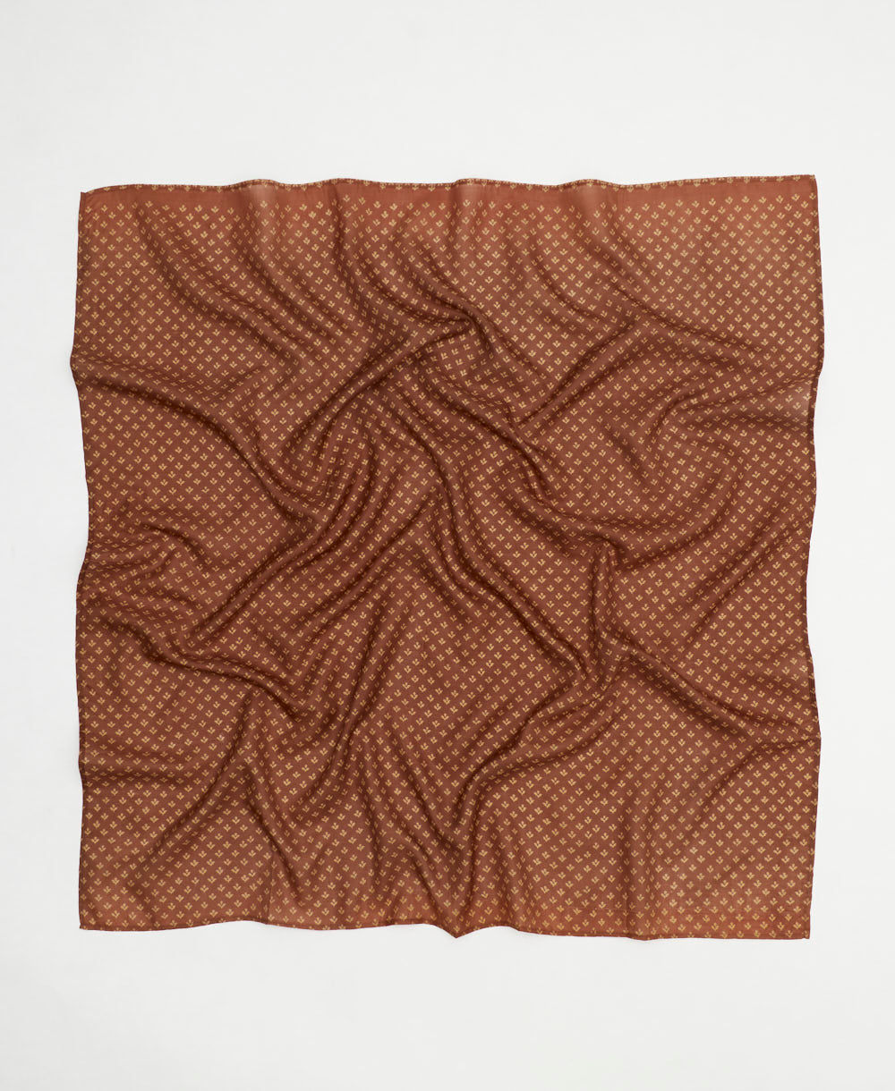vintage silk square scarf handmade in India from upcycled silk sari fabrics
