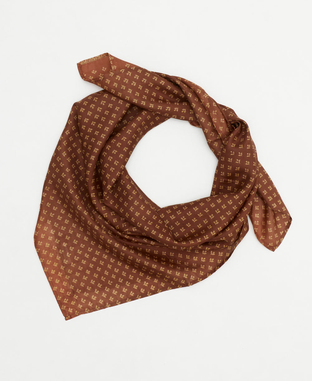 eco-friendly and unique silk square scarf in a one-of-a-kind pattern handcrafted by women artisans in India