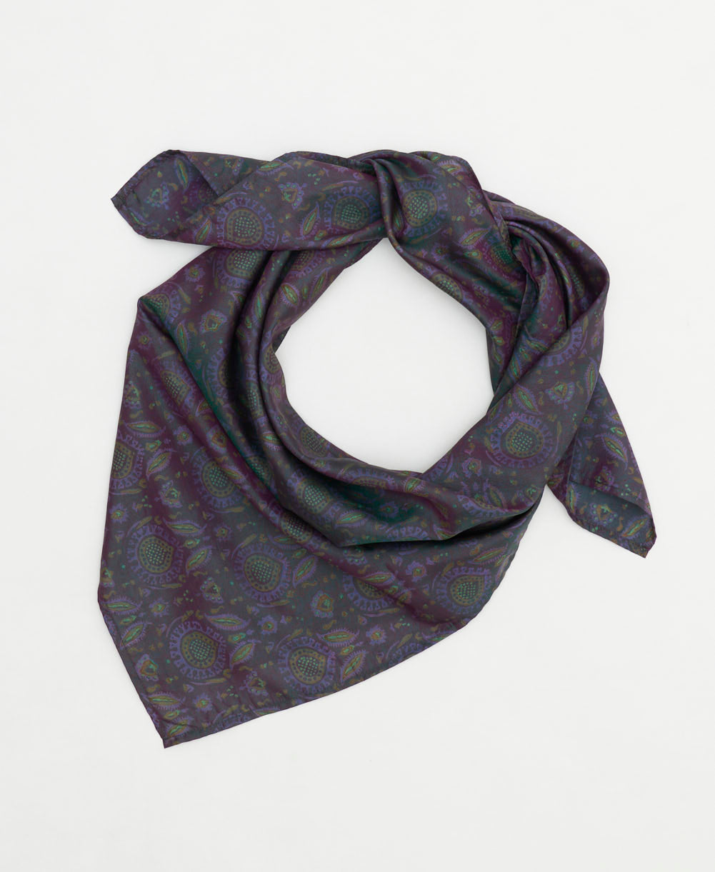 eco-friendly and unique silk square scarf in a one-of-a-kind pattern handcrafted by women artisans in India