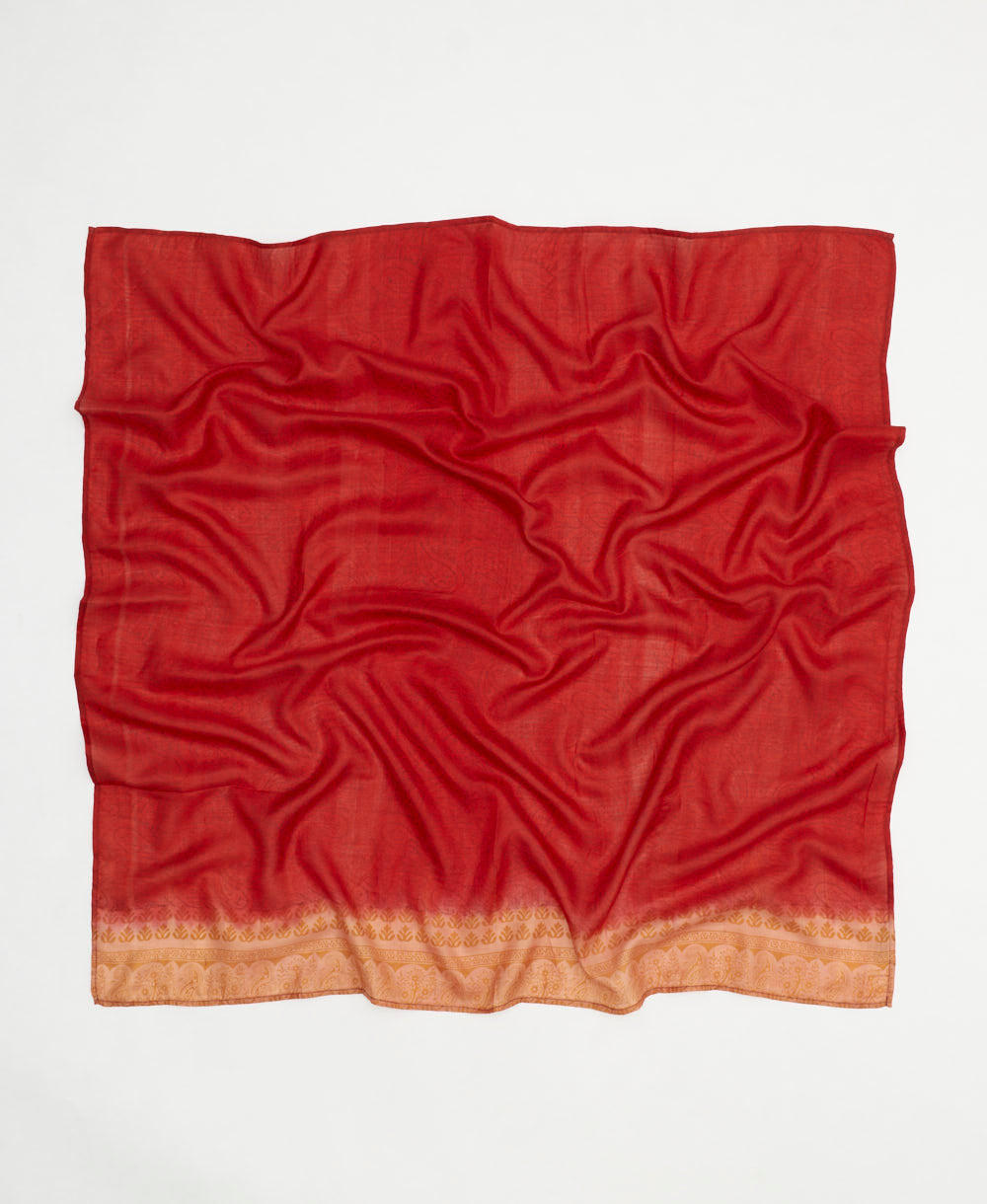 vintage silk square scarf handmade in India from upcycled silk sari fabrics