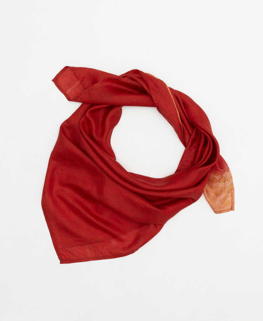 eco-friendly and unique silk square scarf in a one-of-a-kind pattern handcrafted by women artisans in India