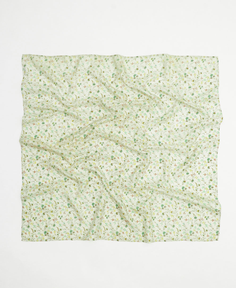 vintage silk square scarf handmade in India from upcycled silk sari fabrics
