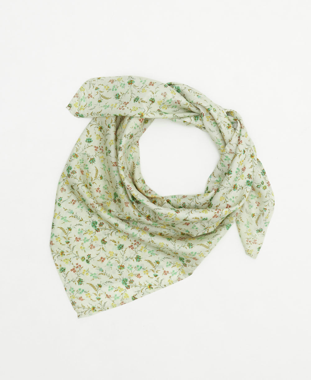 eco-friendly and unique silk square scarf in a one-of-a-kind pattern handcrafted by women artisans in India