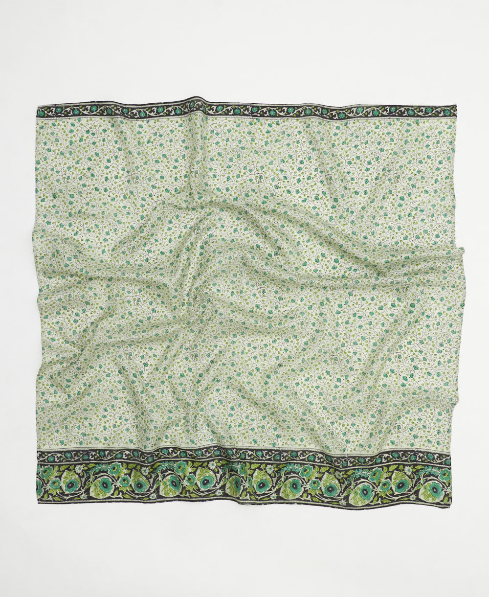 vintage silk square scarf handmade in India from upcycled silk sari fabrics