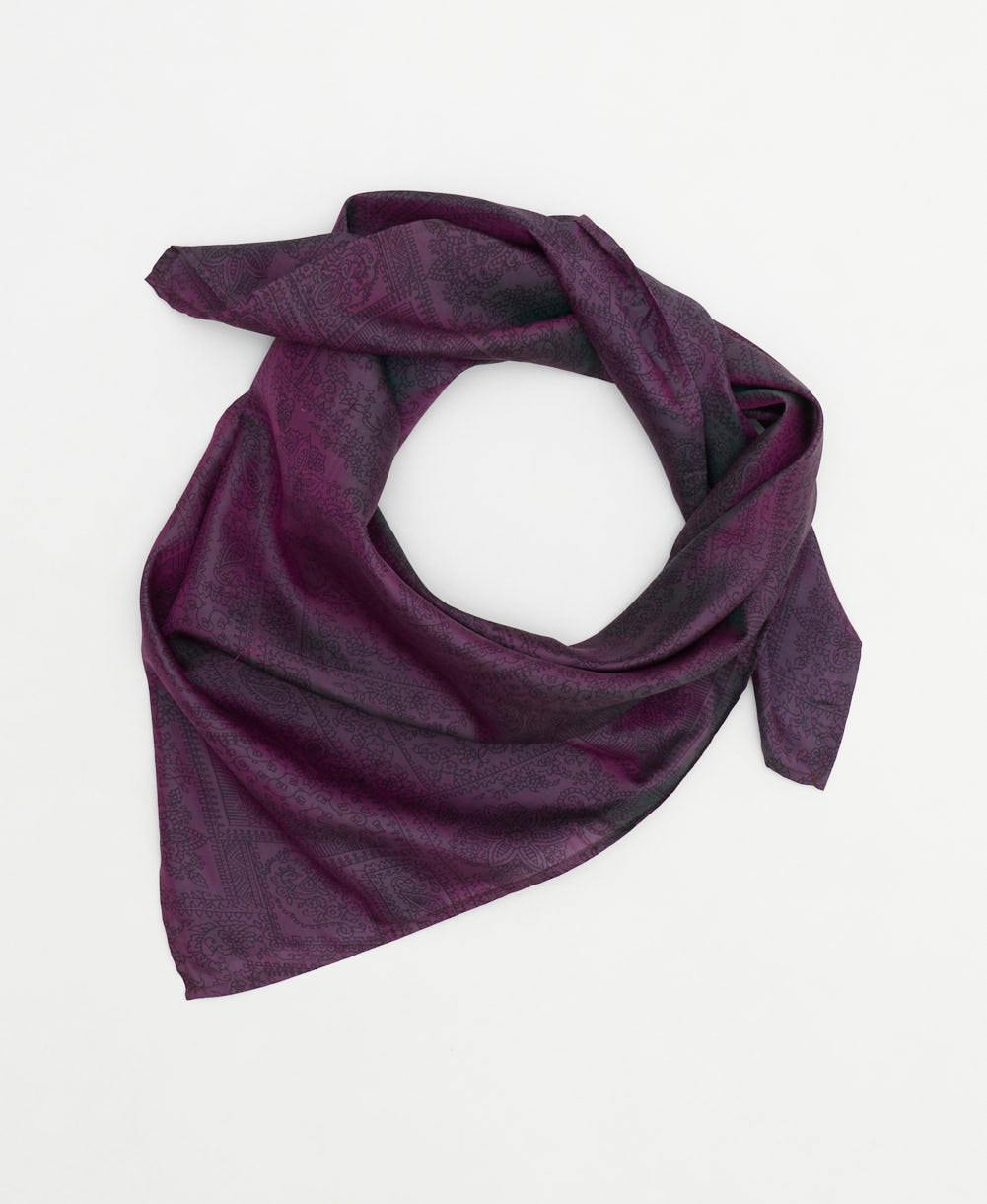 eco-friendly and unique silk square scarf in a one-of-a-kind pattern handcrafted by women artisans in India
