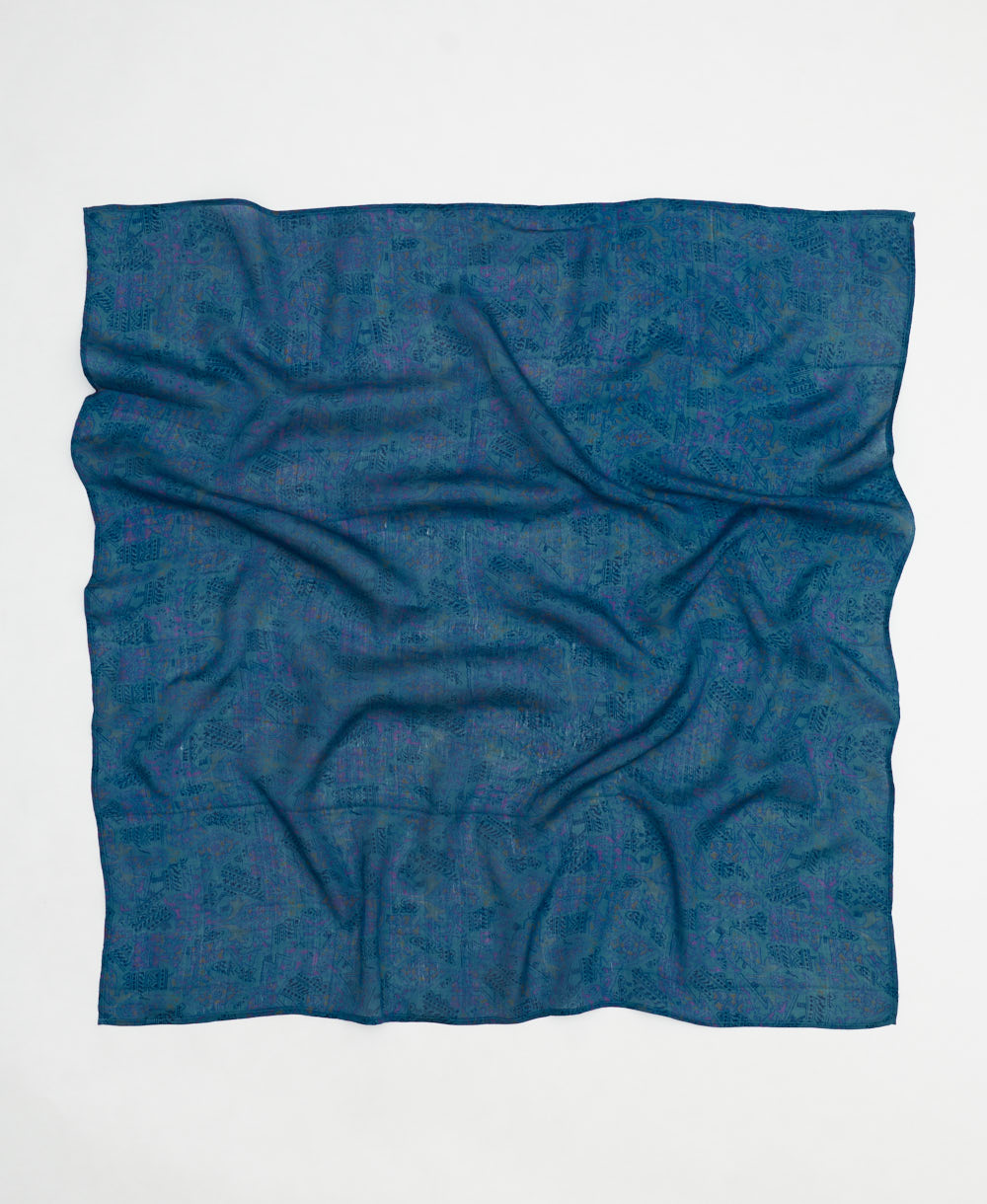 vintage silk square scarf handmade in India from upcycled silk sari fabrics