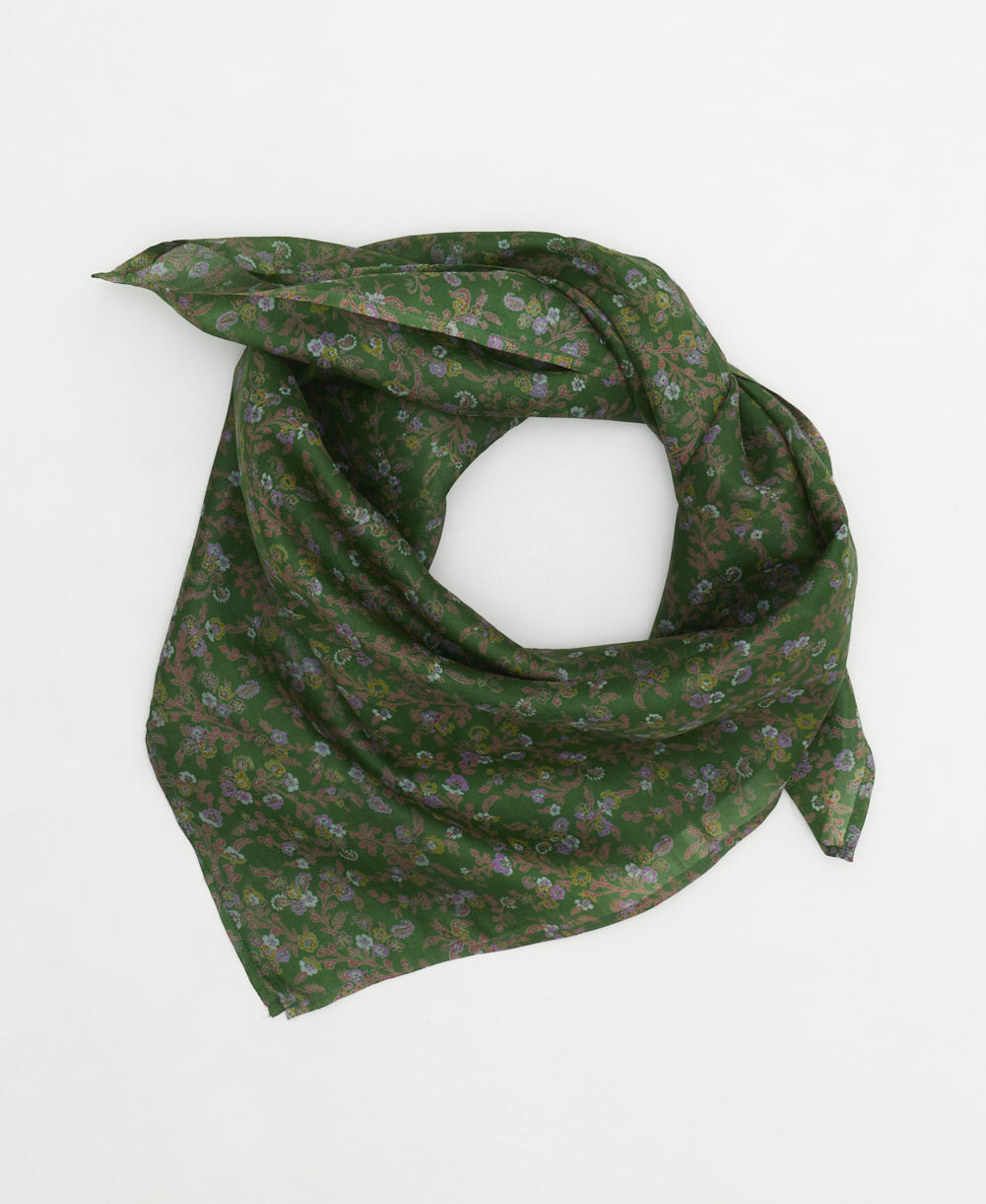 eco-friendly and unique silk square scarf in a one-of-a-kind pattern handcrafted by women artisans in India