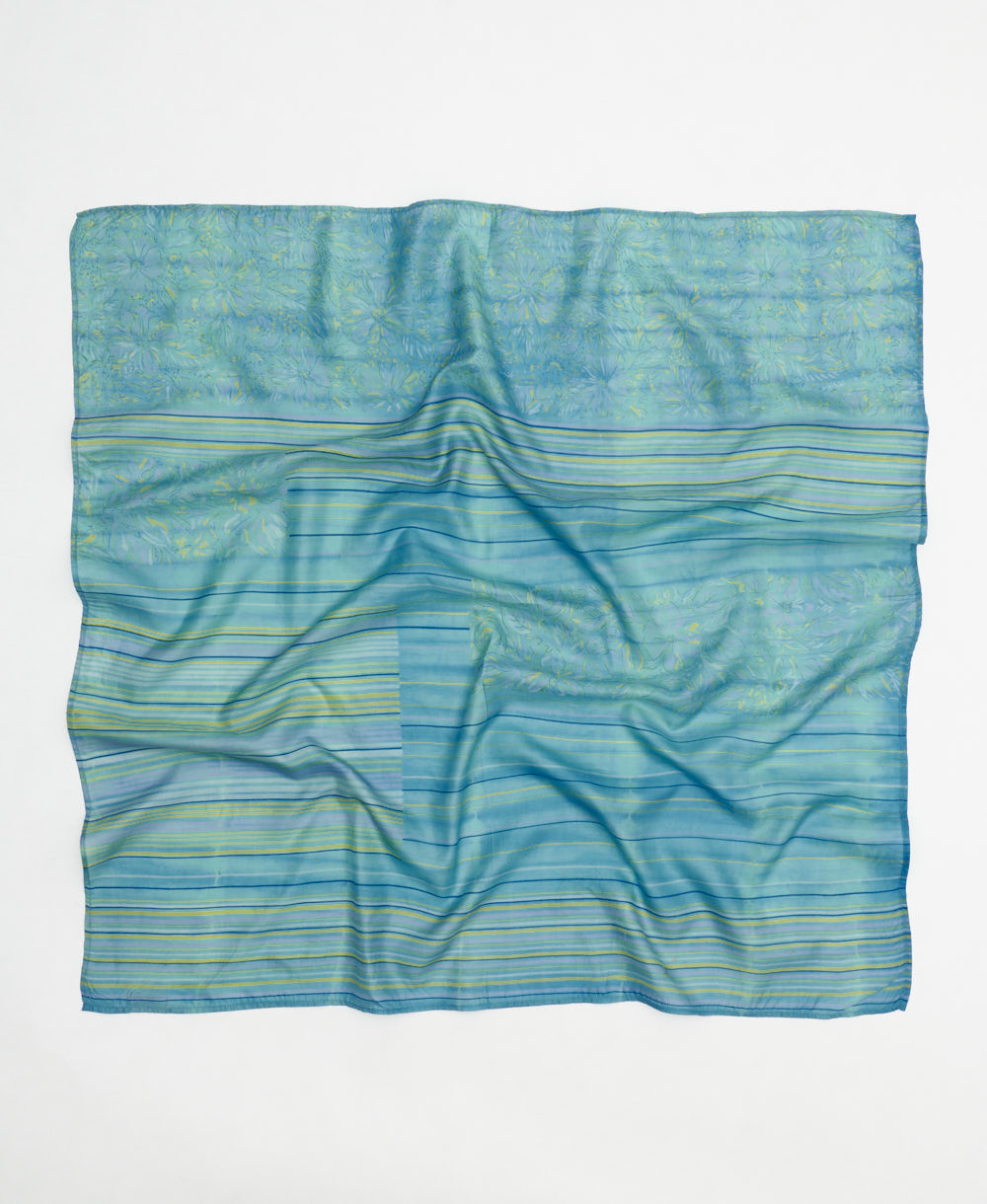 vintage silk square scarf handmade in India from upcycled silk sari fabrics
