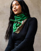 vintage one-of-a-kind silk square scarf in bright green made from recycled silk saris in India