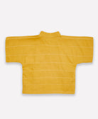 organic cotton wrap top in mustard yellow with white embroidery made in India by women artisans