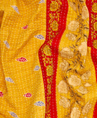 handmade yellow and red kantha quilt throw 