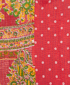 red paisley kantha quilt throw made from vintage saris 