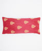 sustainable red and yellow skinny lumbar pillow crafted using upcycled vintage saris 