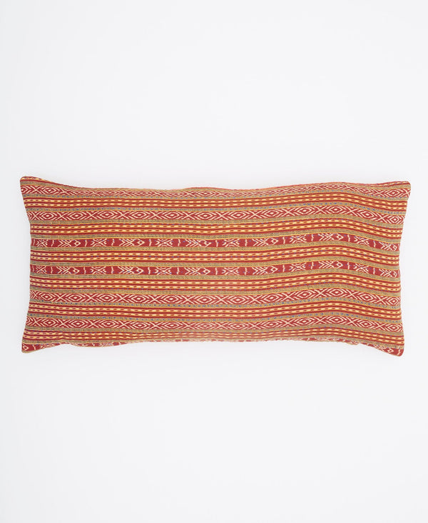 In muted tones, this lumbar pillow is crafted from repurposed vintage cotton saris 
