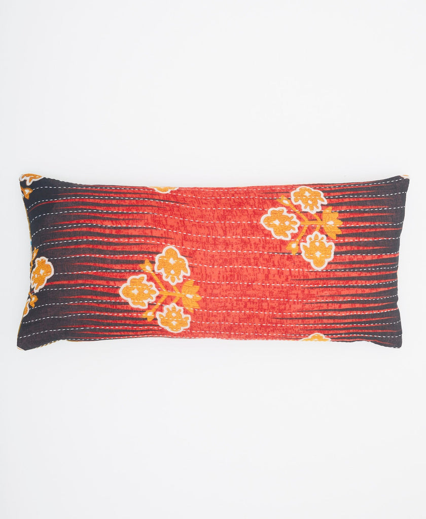 Red, black, and yellow vintage cotton lumbar pillow 