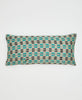 beige, teal, and black checkered lumbar pillow