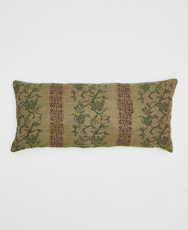 green floral sustainable lumbar pillow 