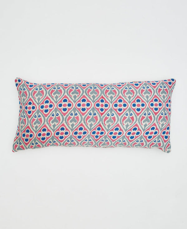 pink, grey, and blue geometric one-of-a-kind lumbar pillow