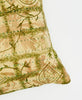 Artisan made lumbar pillow featuring teal traditional kantha hand stitching 