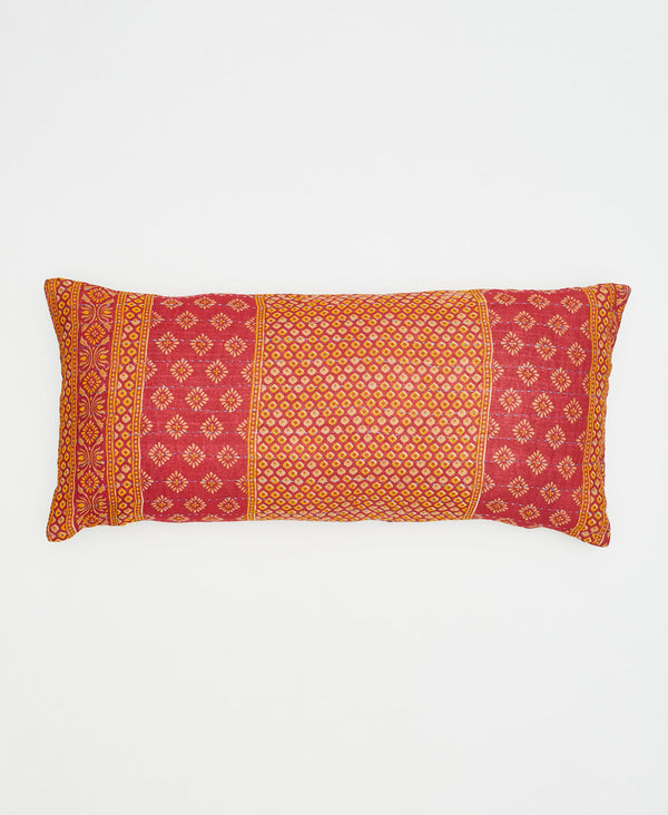 vintage cotton lumbar pillow sustainably crafted using repurposed vintage cotton saris 