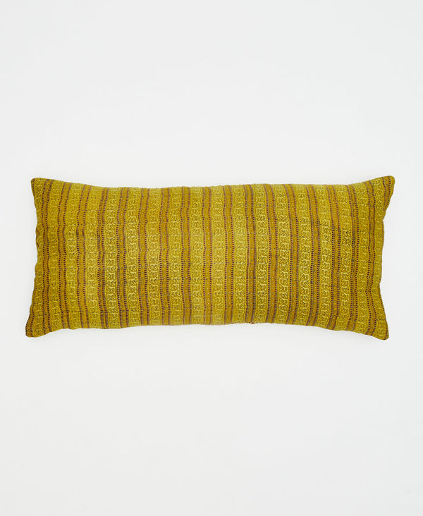 Vintage cotton lumbar pillow sustainably crafted using repurposed vintage cotton saris 
