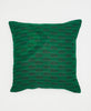 green one-of-a-kind cotton throw pillow with black paisleys