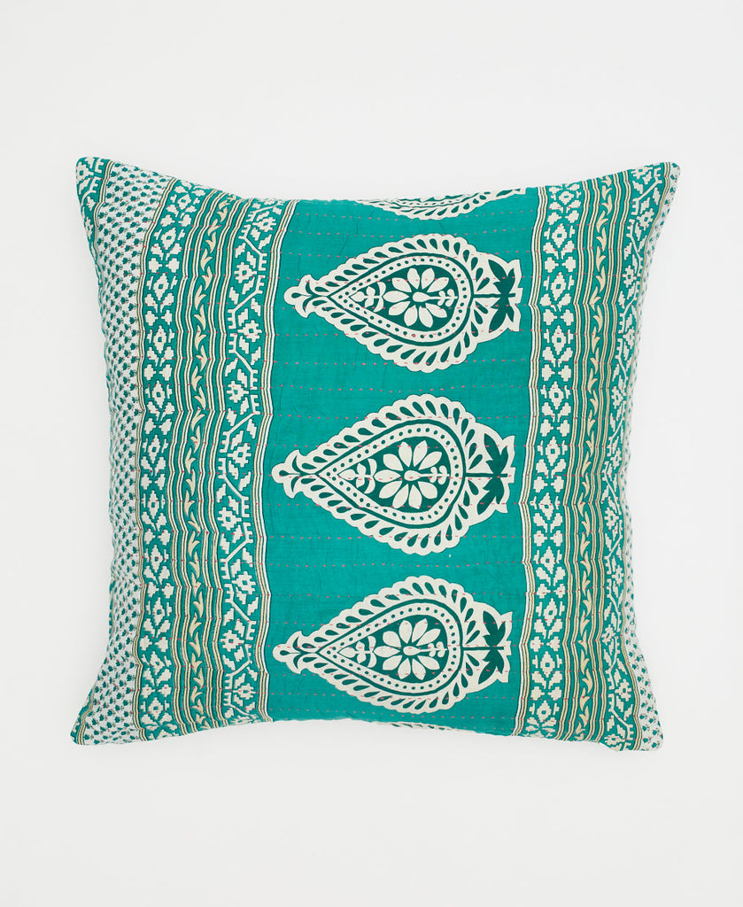 teal and white striped and paisley throw pillow