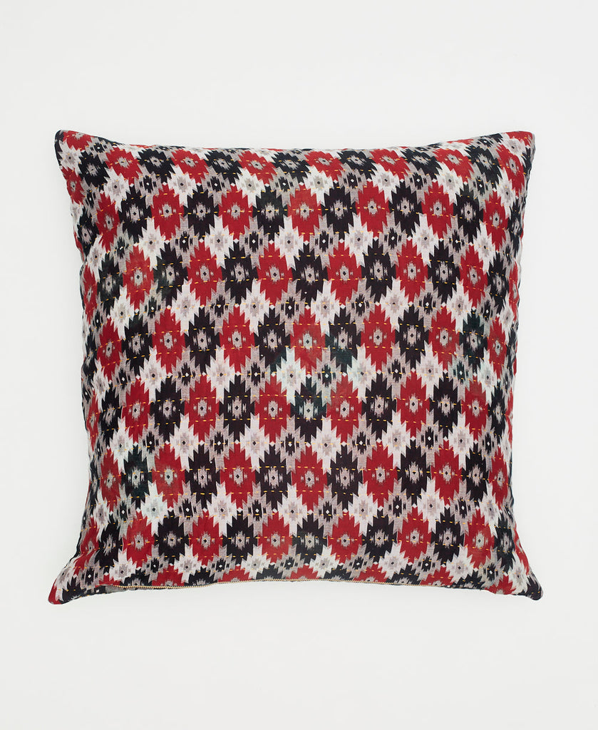 fair trade red, black, and white geometric cotton throw pillow
