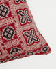 fair trade geometric throw pillow handmade by women artisans using layers of upcycled vintage cotton saris stitched together using traditional kantha stitching 