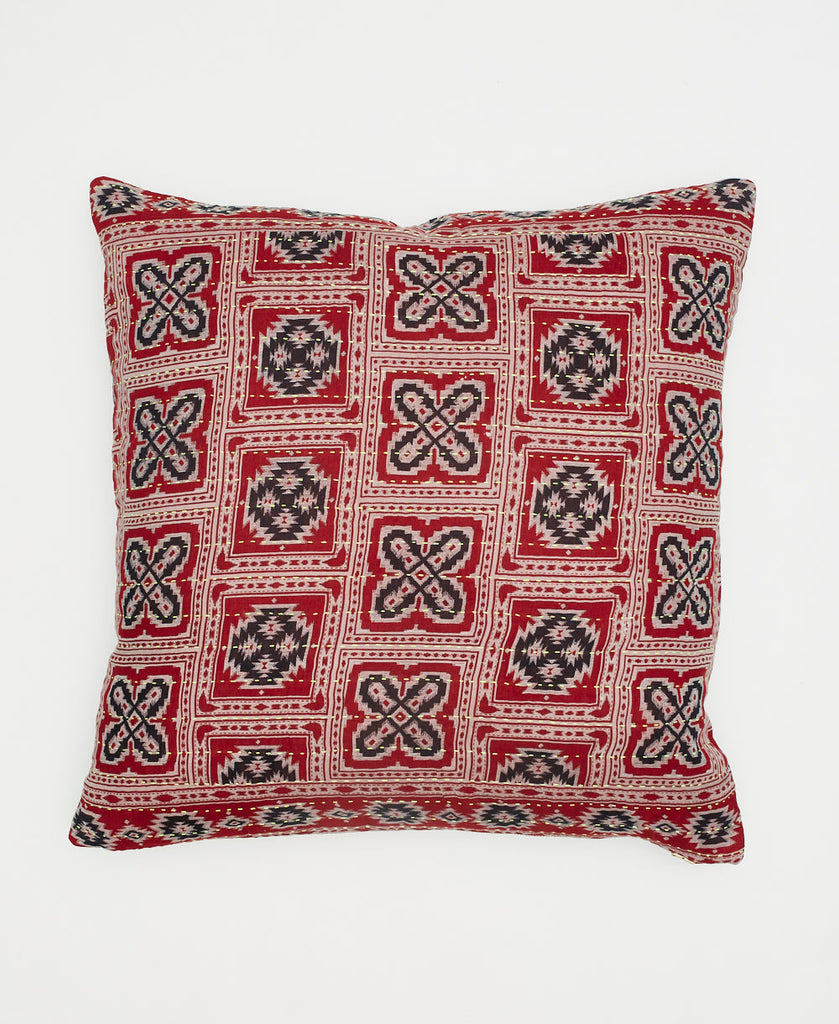 red and black geometric cotton throw pillow