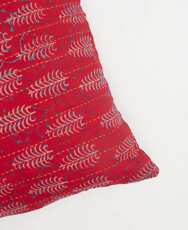 fair trade throw pillow handmade by women artisans using layers of recycled vintage cotton saris sustainably sourced in India
