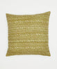 green swirling striped eco-friendly throw pillow with traditional kantha stitching 