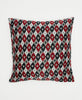 red, white, and black geometric one-of-a-kind throw pillow with traditional kantha stitching 