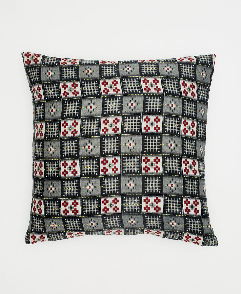black, red, and white checkered eco-friendly cotton throw pillow