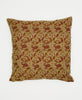 beige one-of-a-kind throw pillow with red and green paisleys 