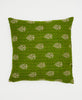 green cotton throw pillow with beige flowers 